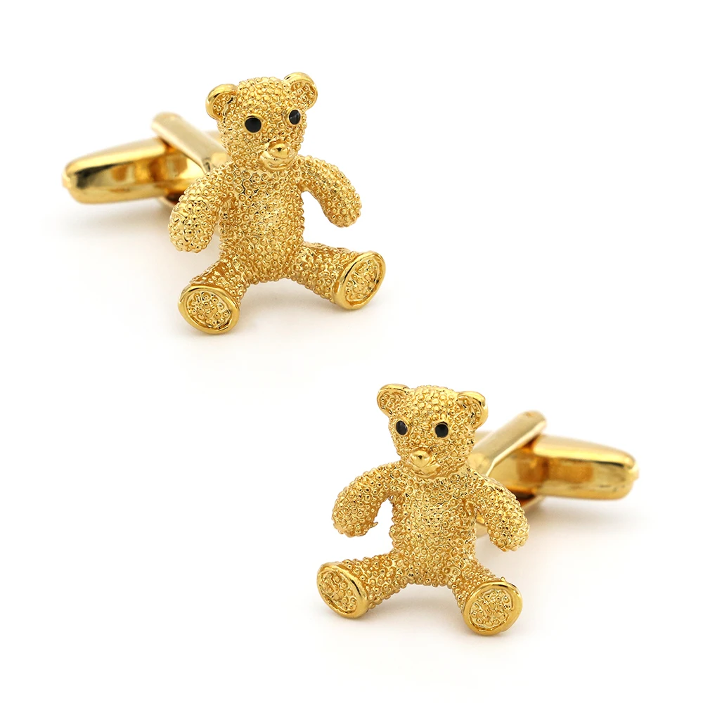 Мужские Мишка Запонки качество медный Материал серебро Цвет Гольфы с