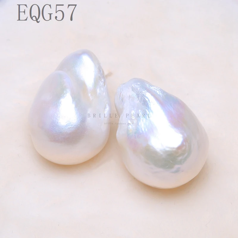 Серьги гвоздики из серебра 925 пробы с большим жемчугом в стиле