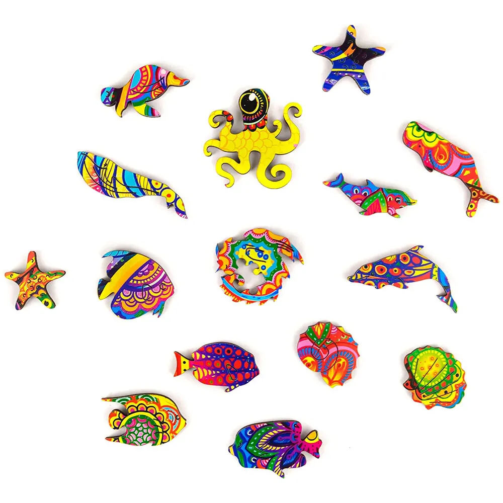 

A3/A4/A5 Wooden Fish Jigsaw Puzzle Unique Animal Shape Toy Mysterious Early Education Gift For Kid Children Adults Kids