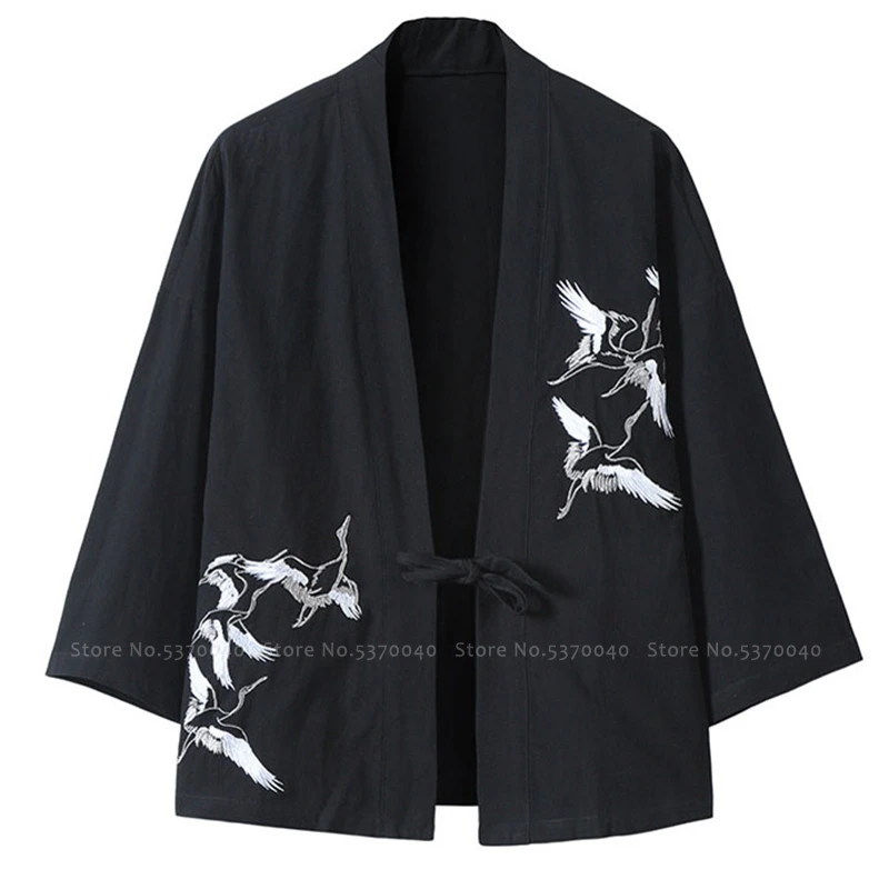 Кимоно в японском стиле халат Haori с традиционным принтом журавль Азиатский