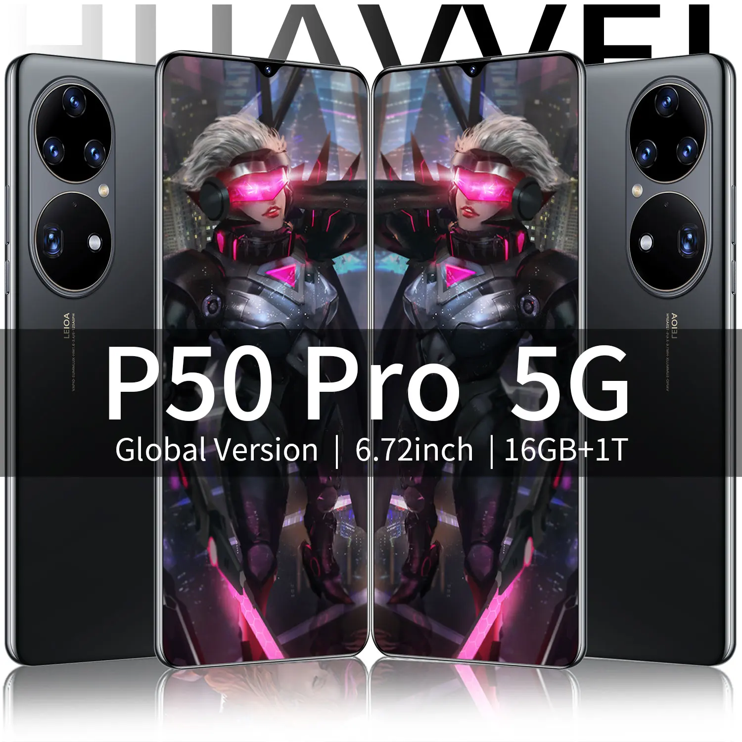

Cellphone HUAWE P50 Pro Global Version 6800mAh 6.72 '' Face ID Android 10 16G+1T 5G 10 Core Smartphone