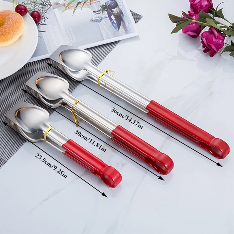

Stainless Steel Cooking Tongs Non-Slip Food Serving Tongs Barbecue Clamp Bread Salad Tongs Steak Food Tongs Kitchen Accessories