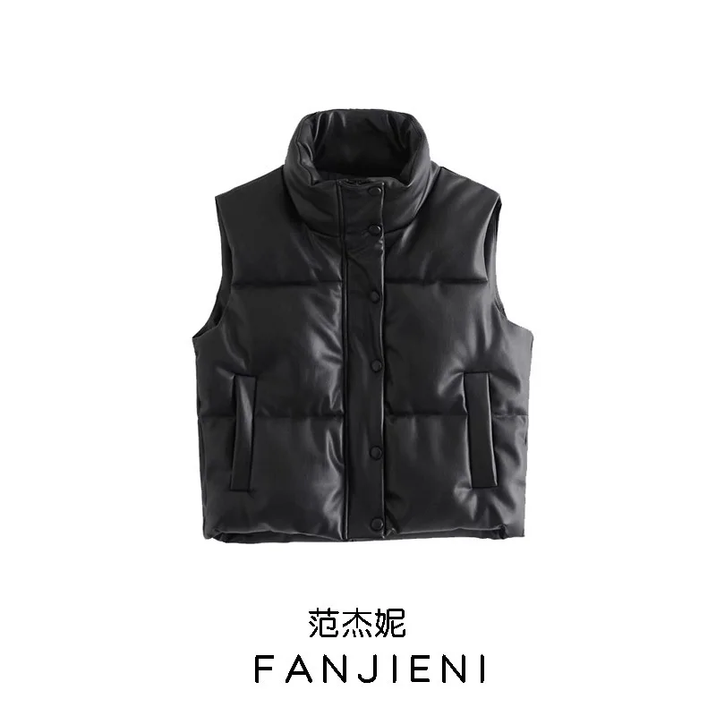 

style women's new fashion leather cotton vest