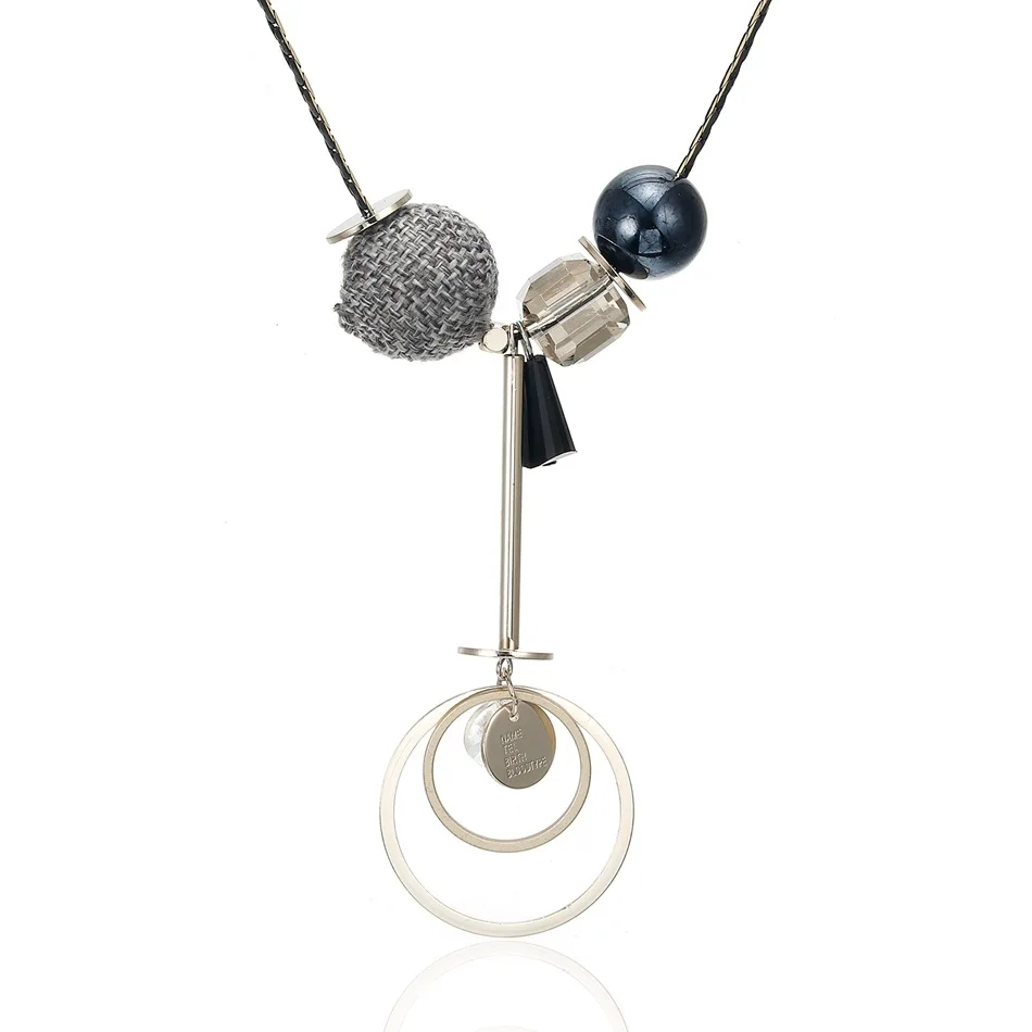 

The new 2019 geometric areata circle creative fashion a long sweater necklace crystal jewelry