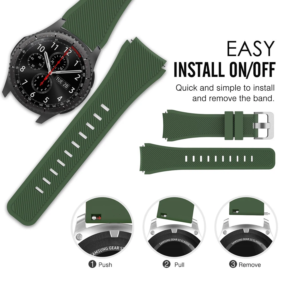 Ремешок силиконовый для Samsung Galaxy Watch 46 мм/Gear S3 Frontier/Huawei GT GT2 мм/Huami Amazfit GTR 47 мм 22