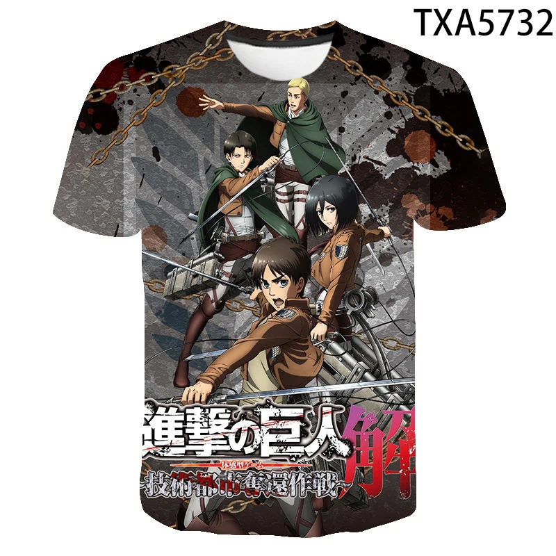 Новый летний 3D футболка обувь для косплея по аниме атака на Титанов одежда мужчин