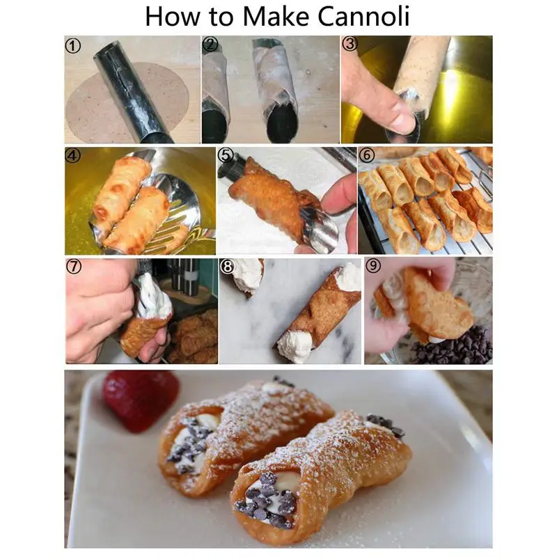 Cannoli Tubes 5 Inch Large Stainless Steel Forms Non-Stick Cream Horn Danish Pastry Molds For Croissant Shell Rol | Дом и сад