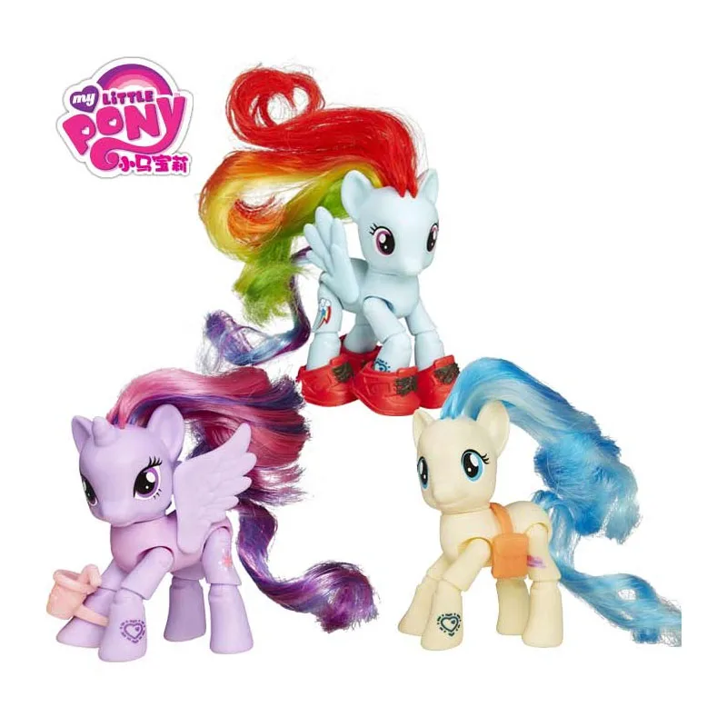 

Hasbro My Little Pony Genuine Basic Equestria Articulated Twilight Sparkle Rainbow Dash Pinkie Pie Doll Action Figure Kids Toy