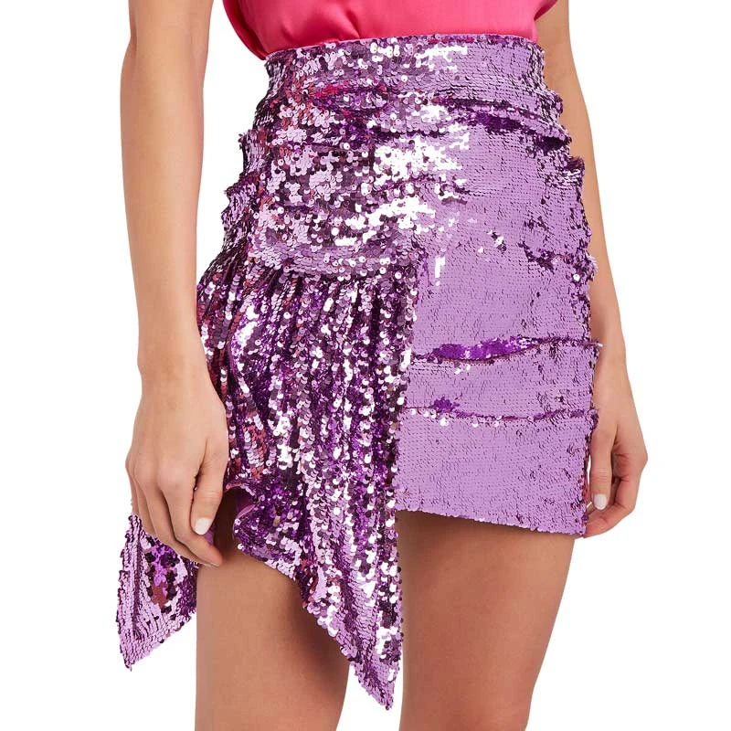 DEAT 2021 Весенняя блестящая Сексуальная короткая мини-юбка с высокой талией и