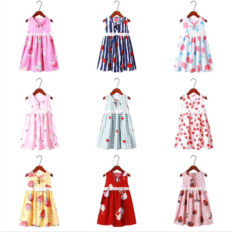 

2022 хлопок, наряды без рукавов для девочек, комплект с клетчатой юбкой, милое платье на бретелях для девочек-подростков, платье в горошек