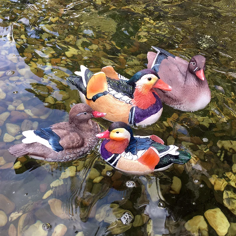 

SIMULATION MANDARIN DUCK STATUE RESIN CRAFTS ANIMAL SWAN ARTS SCULPTURE OUTDOOR GARDEN COURTYARD ROCKERY DECORATION R2982