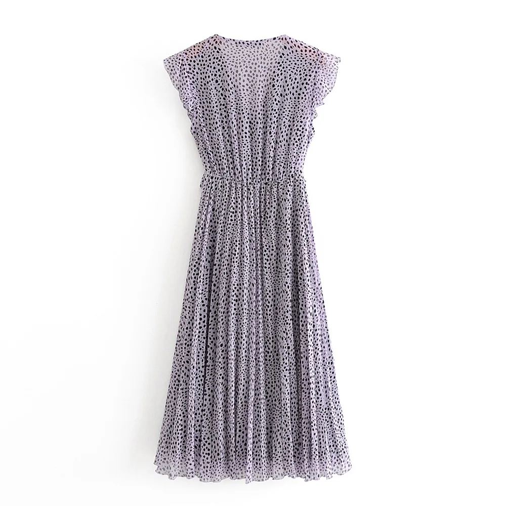 Женское шифоновое платье ZA Элегантное маленькое Плиссированное Платье с принтом