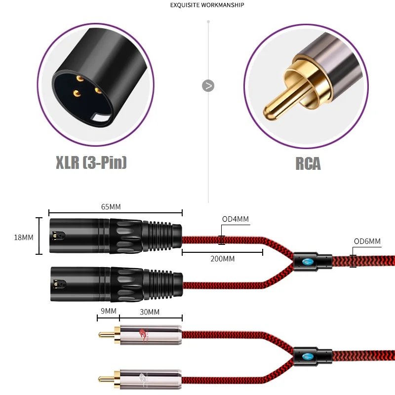 Двойной 2 RCA к XLR Мужской HiFi аудио кабель для микшер усилитель микрофонный динамик