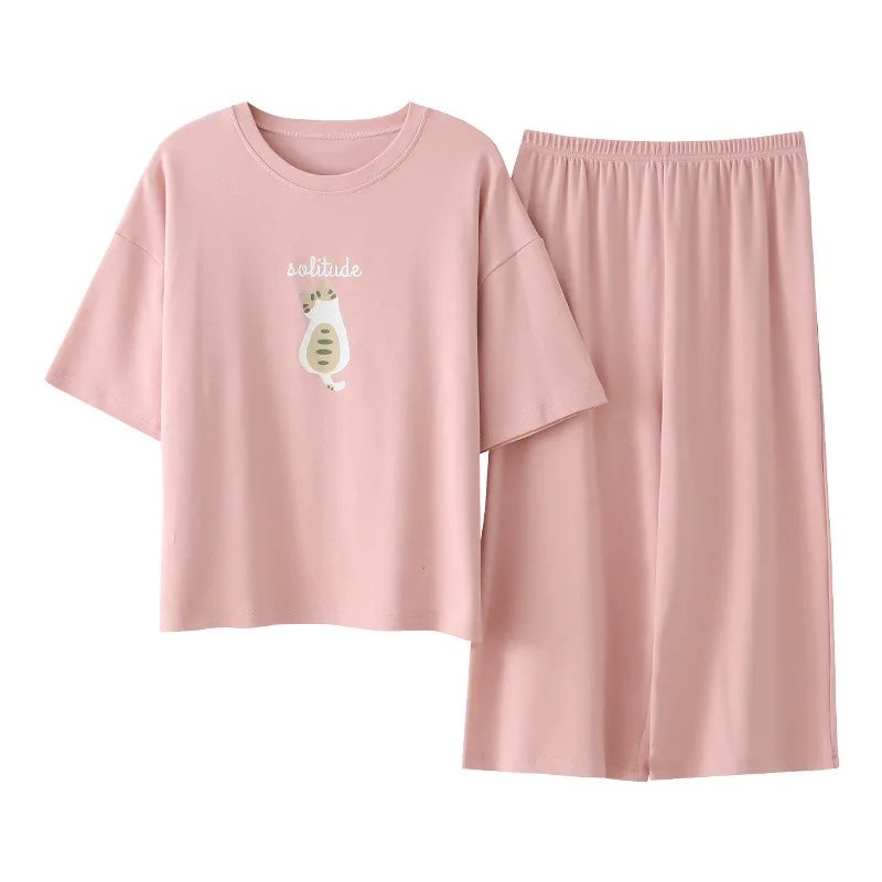 

Pajamas Girls Summer Short Sleeve Capris Korean loose lovely student girls home suit