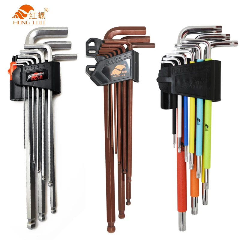 9PCS Double-End L Type Screwdriver Hex Wrench Set Allen Key Hexagon Flat Ball Torx Star Head Spanner Hand Tools | Инструменты