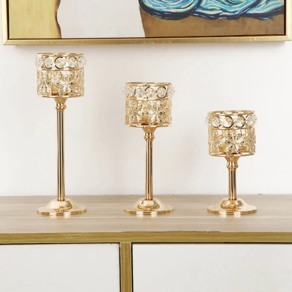 Современные подсвечники Роскошный прозрачный Золотистый металлический