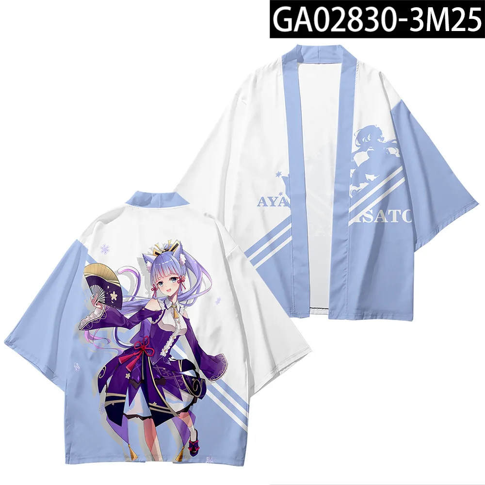 

Genshin Impact Kamisato Ayaka Kimono Cosplay Costume Casual Loose Plus Size Short Sleeve T-shirt Tops Pants Fashion Printed