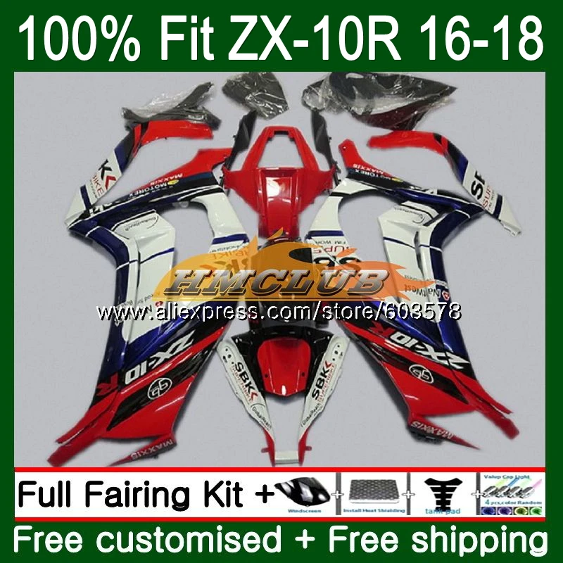 

Инъекция для KAWASAKI ZX-10R 1000CC ZX10R 16 17 18 120CL.11 ZX1000 ZX 1000 ZX 10 R 10R 2016 2017 2018 красно-белый OEM обтекатель