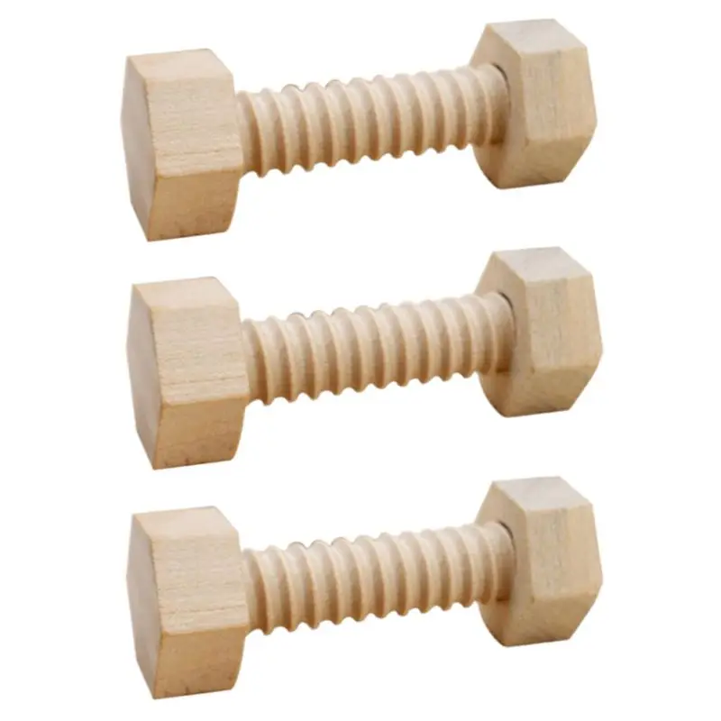 

3 Pcs Child Wooden Screw Nut Building Assembling Blocks Hands-on Teaching Aid Early Educational Puzzle Toys