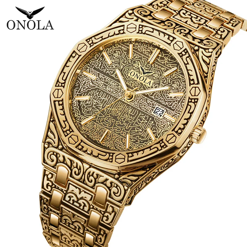 

Top Brand ONOLA Men Analog Quartz Watch,Mens Fashion Luxury Gold Wristwatch,Stainless Steel Waterproof Clock,Relogio Masculino
