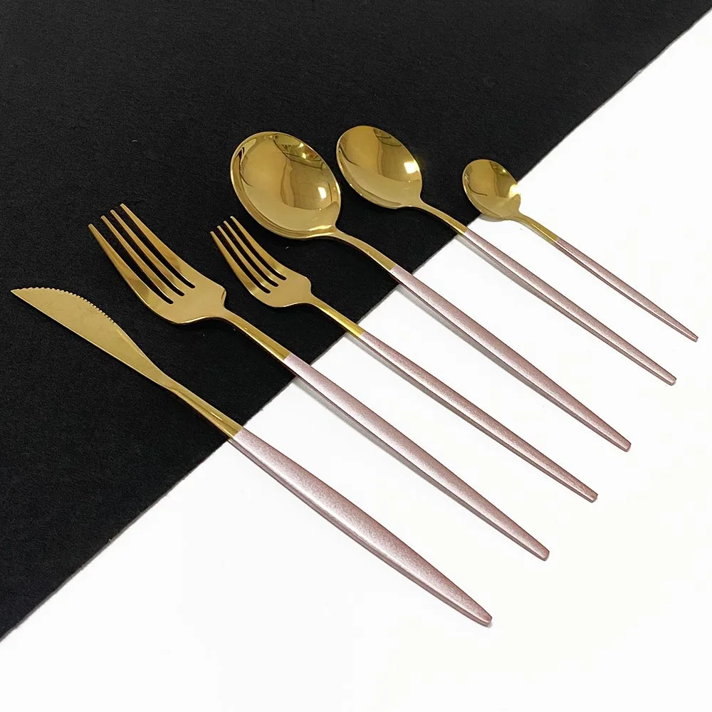 Набор столовых приборов из нержавеющей стали розовое золото 18/10 дюйма|Столовые