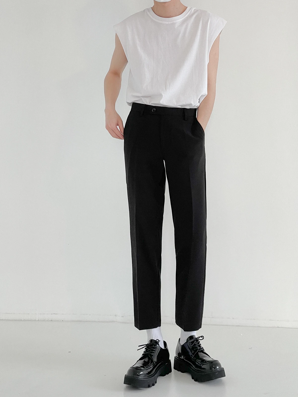 

IEFB Suit Pants Men's Slim Fashion Summer Thin Straight Trousers 2021 New Casual Pants Black Korean Trend Male Clothing 9Y7569