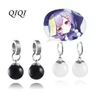 Серьги для косплея Game Genshin Impact Qiqi, милые черные и белые серьги-подвески с бусинами, клипсы для ушей для мужчин и женщин, модные украшения