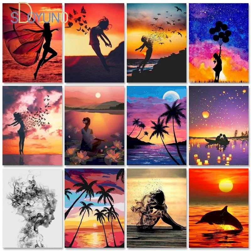 

SDOYUNO Frame Painting By Numbers Adults Girl Paint By Numbers For Adults Modern Canvas Picture Hand Painted Home Decoration