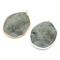 1pcs fashion small pendants irregular natural flash stone charms for jewelry making diy necklace earrings accessories 33x45 mm
