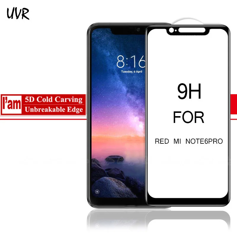 5D закаленное стекло с холодной резьбой для Xiaomi Redmi Note 7 6 Pro 3D полное покрытие небьющиеся края протектор экрана Redmi Note 5 Pro