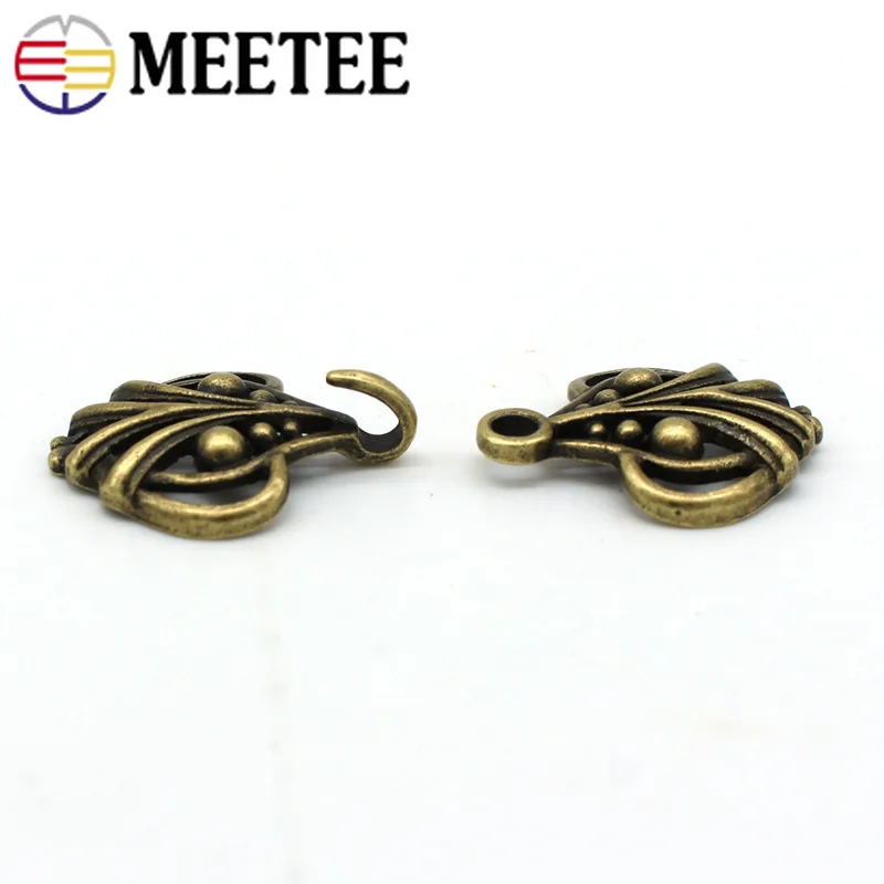 Meetee 2/5 шт. 25x55 мм металлическая пряжка ретро кнопка для пришивания плаща крючок