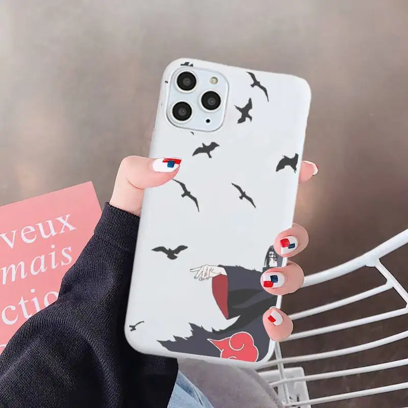 

Naruto Uchiha Itachi Kakashi Sasuke Anime Phone Case White Candy Color for iPhone 6 7 8 11 12 s mini pro X XS XR MAX Plus
