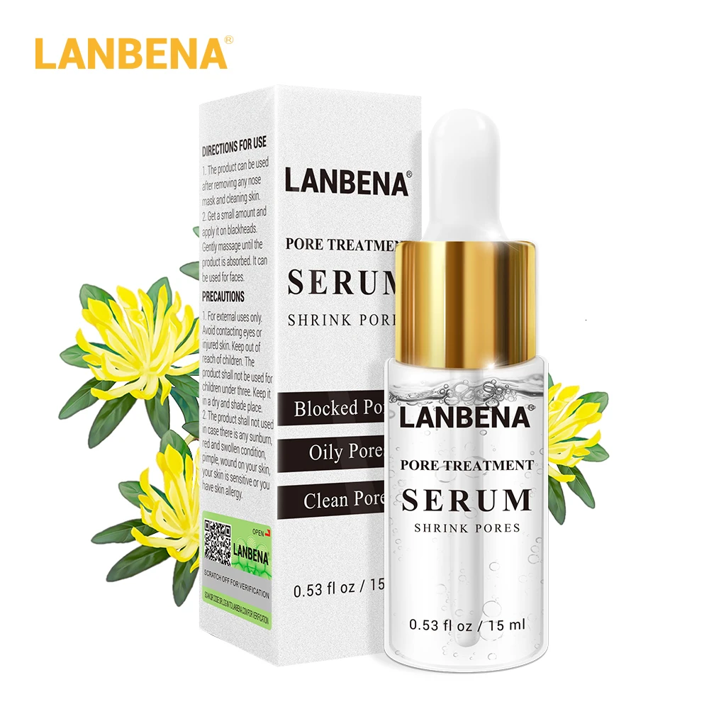 

LANBENA Pore Treatment Face Serum Remove Nose blackhead Acne Shrink Pores Firming Moisturizing Whitening Blemish Skin Care 15ml