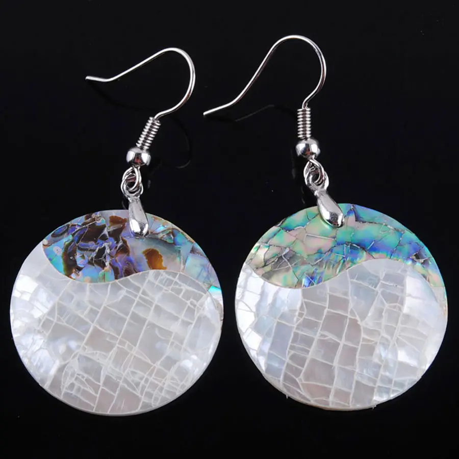 

WOJIAER винтажная двухцветная круглая подвеска, женская натуральная подвеска, оболочка, бусины, фотосессия PV9041