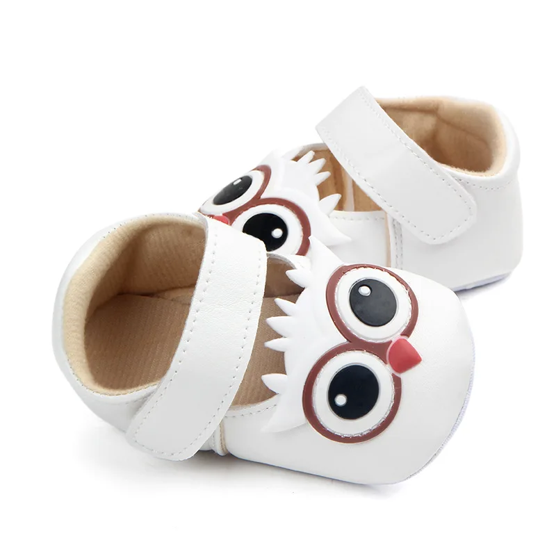 Детская обувь с мягкой подошвой и рисунком совы для маленьких девочек