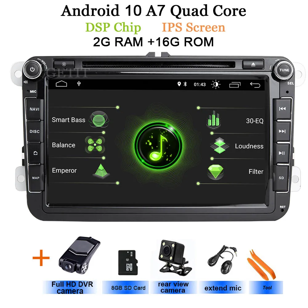 DSP ips Автомобильный мультимедийный плеер Android 10 gps 2 Din автомагнитола аудио авто для VW/Volkswagen/POLO/PASSAT/Golf 8 ядер ram 4 г 64 г - Цвет: DSP IPS 2G-CAMS