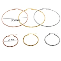 gold color ip plating 25mm 50mm 316 stainless steel hoop earrings no fade allergy free classical brief style