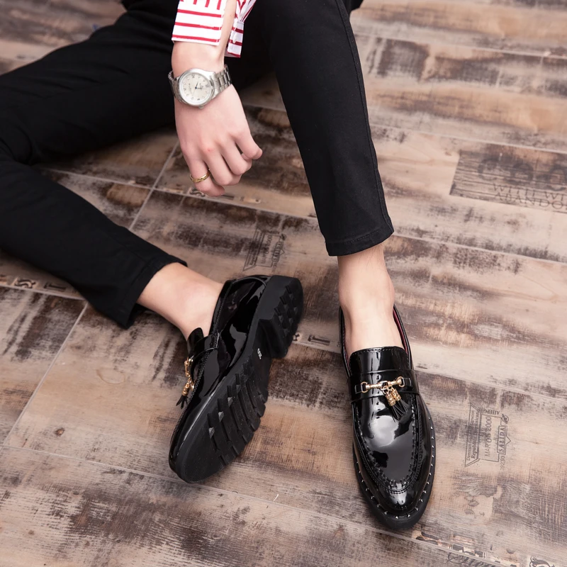 

Men Leather Shoes Luxury Brand Men Oxford Casual Loafers Slip On Shoes Fashion Italian Tassel Loafers Gentleman Male Footwear I