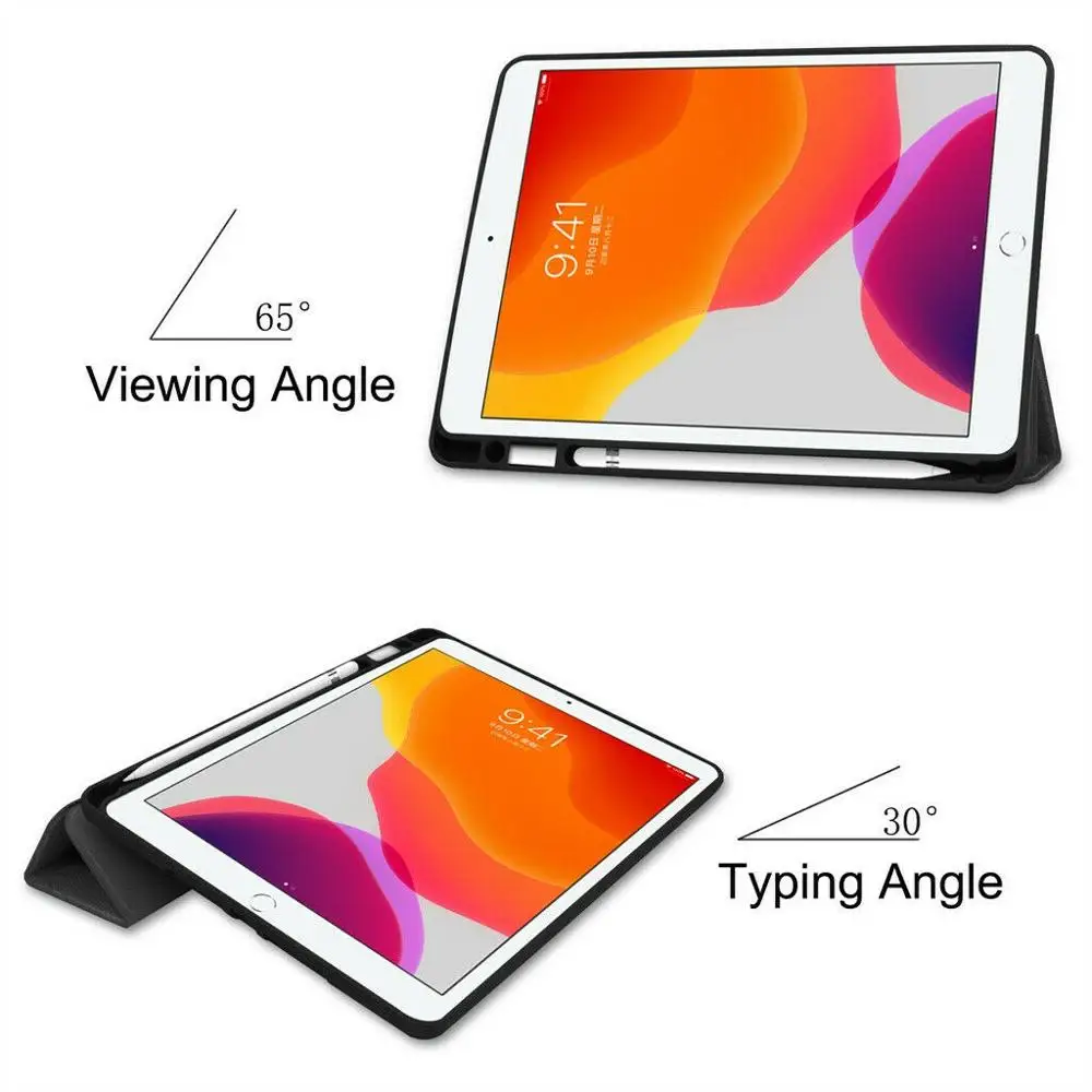 Для iPad 7th 10 2 дюймов 2019 PU кожаный умный чехол тонкий корпус стоящий флип-чехол с