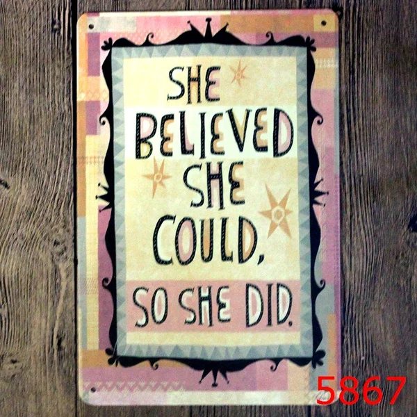 

metal Tin Sign 20*30 cm she believed she could sticker Decor Bar Pub Home Vintage Retro Poster comic sticker