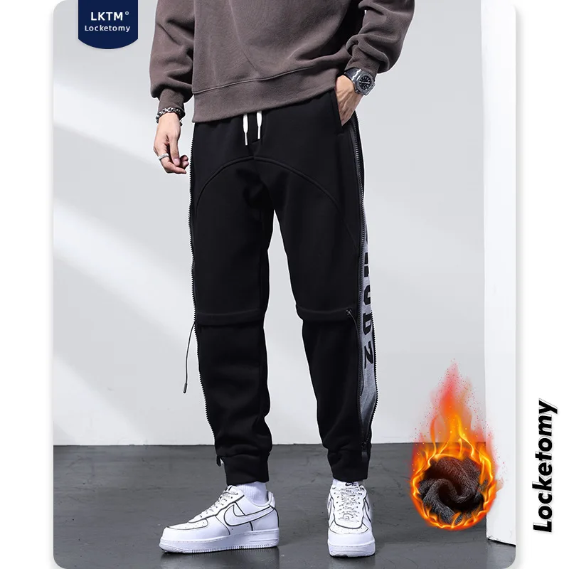 

Men's Casual Pants Winter Plus Velvet Sports Pants, Warm Pants, Trendy Brand Large Size Loose Streetwear спортивные штаны