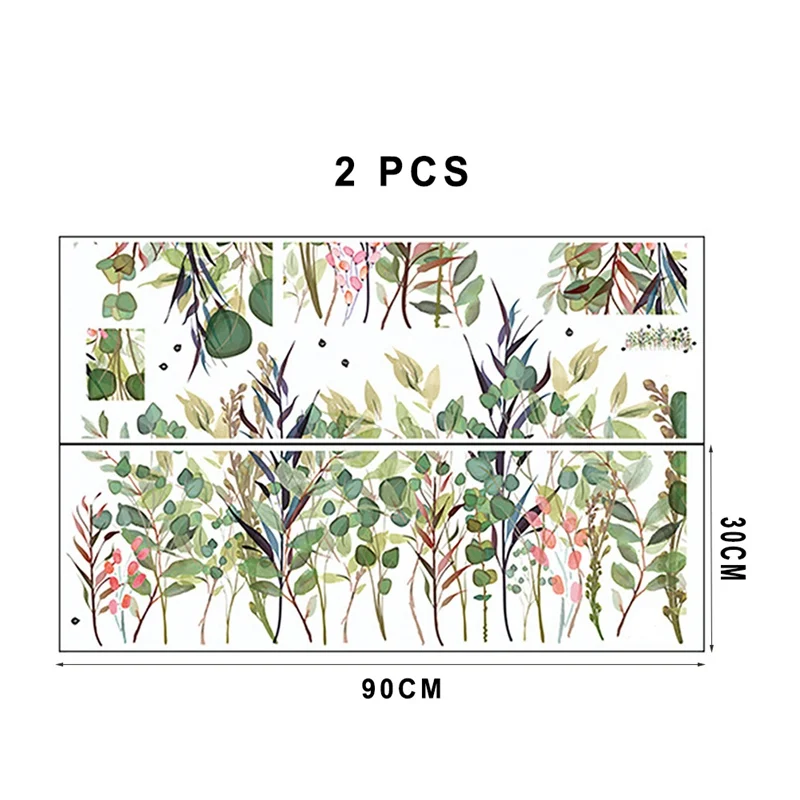 

New 2Pcs Baseboard Green grass waterproof DIY Removable Art Wall PVC Stickers Decor Living room Bedroom Mural Decal home decor#Q