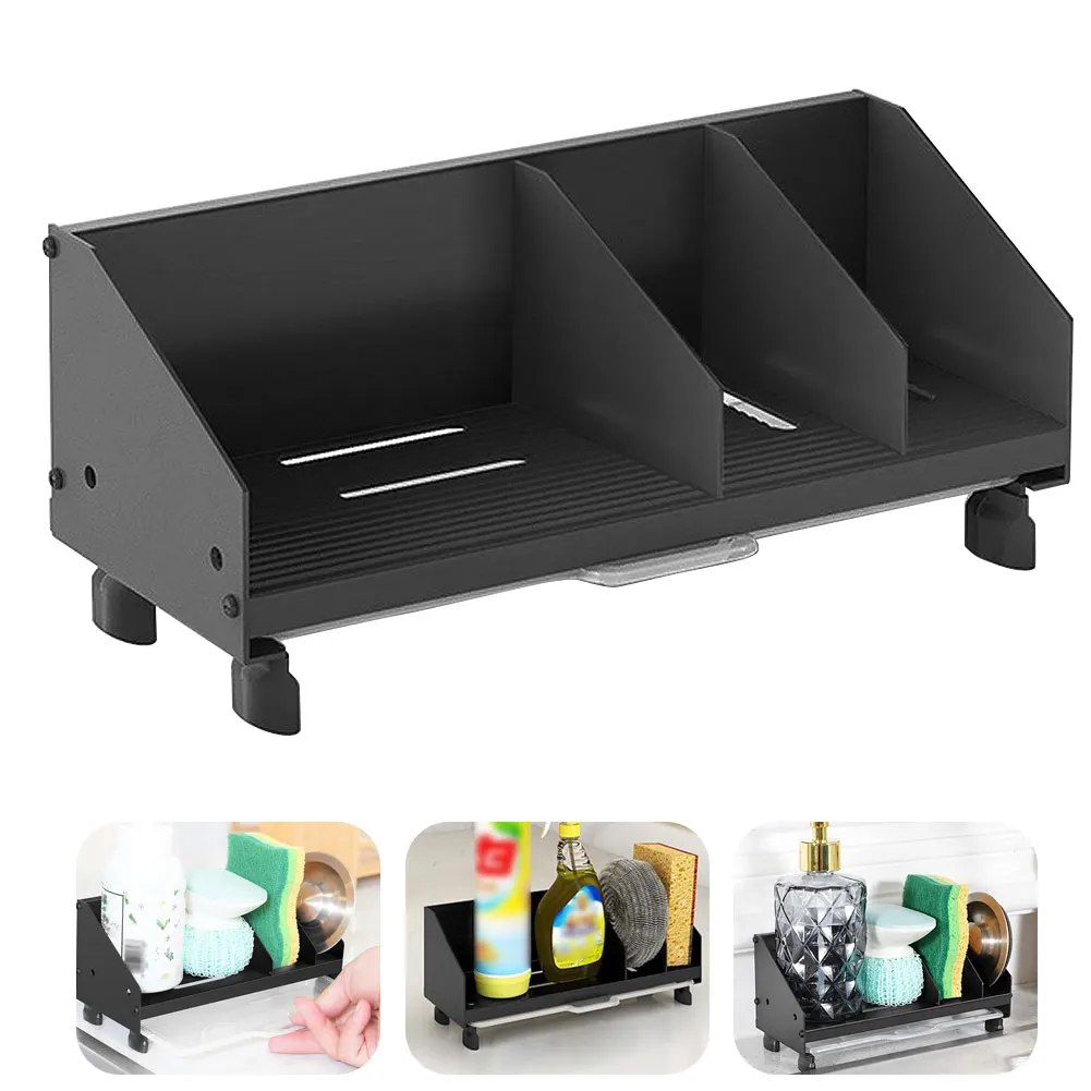 Lavello da cucina Caddy Organizer porta sapone in spugna porta spugna da appoggio con vassoio di