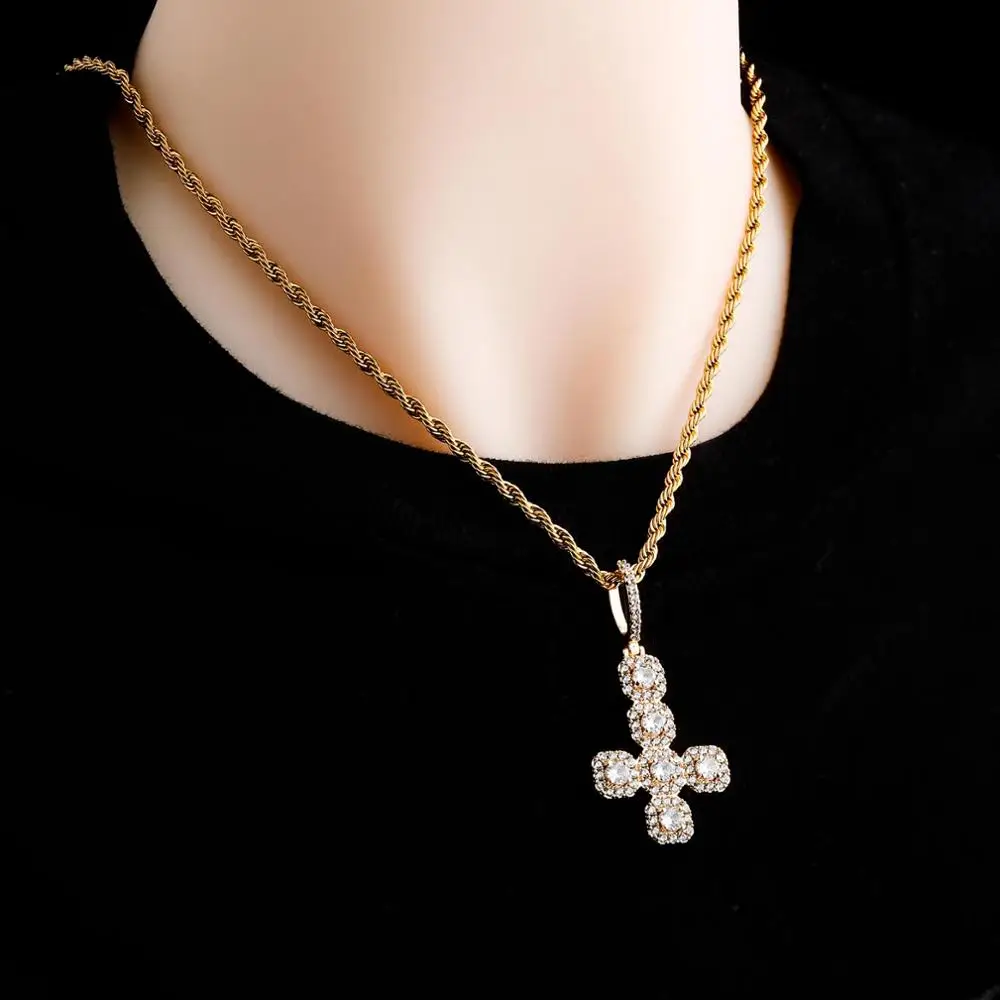 

new fashion charm Handstand Cross Pendant Necklace Micro Pave Iced Cubic Zirconia Luxury hip hop Jewelry For Women Men Party