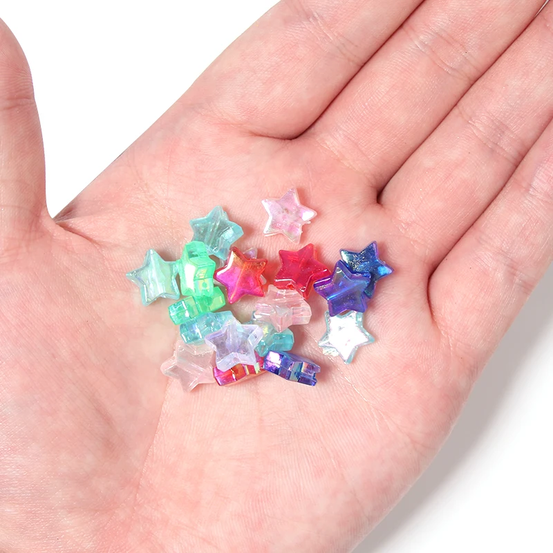 

100Pcs/Lot 11mm 5 Star Acrylic Beads 11mm Shape Mix Color For Jewelry Making DIY Bracelet Accessories