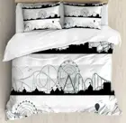 Комплект постельного белья из 3 предметов, монохромный, с изображением колеса обозрения, для карнавала, цвет темно-Ночной синий, слоновая кость и бледно-миндальный зеленый