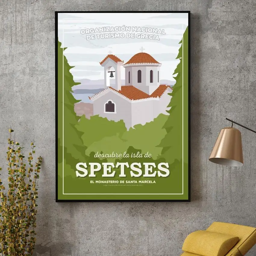 

Spetses Island Greece Canvas Travel poster Wall Art Pictures for Living Room Home Decor No Frame