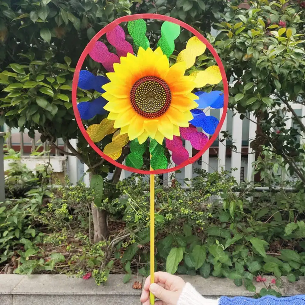 

Pinwheel Toy Floral Shape Single Layer Round Kids Sunflower Wind Spinner Ornament for Child