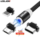 Кабель магнитный USLION для смартфонов, Micro-USB, USB Type-C