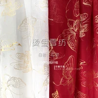 super beautiful gilded butterfly run volume white red fixed dyeing gilded semi transparent elegant chiffon fabric